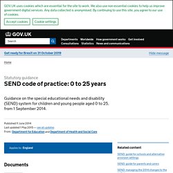 SEND code of practice: 0 to 25 years