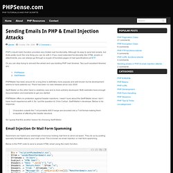 Sending emails in PHP & email injection attacks