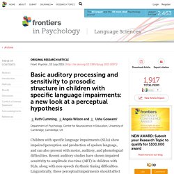 Basic auditory processing and sensitivity to prosodic structure in children with specific language impairments: a new look at a perceptual hypothesis