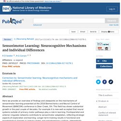 Sensorimotor Learning: Neurocognitive Mechanisms and Individual Differences