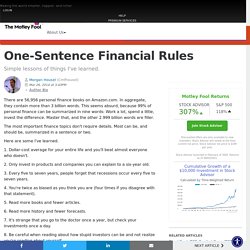 One-sentence financial rules