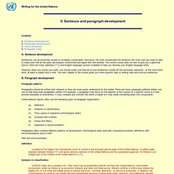 Sentence and paragraph development - Writing for the United Nations