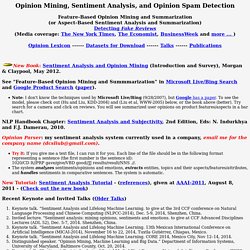 Opinion Mining, Sentiment Analysis, Opinion Extraction
