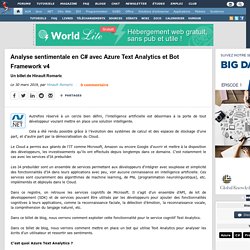 Analyse sentimentale en C# avec Azure Text Analytics et Bot Framework v4, un billet de Hinault Romaric
