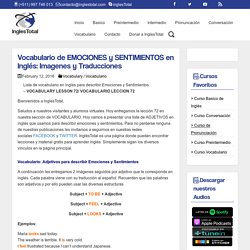 Vocabulario de EMOCIONES y SENTIMIENTOS en Inglés: Imagenes y Traducciones