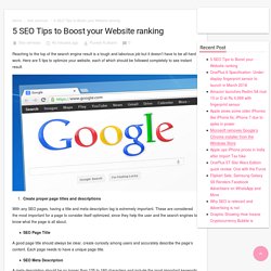 5 SEO Tips to Boost your Website ranking