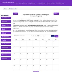 September 2022 Blank Editable Calendar [Free Printable Template]