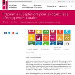 Préparer le 25 septembre pour les objectifs de développement durable - Cfibd