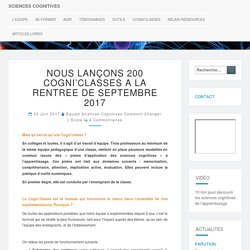 NOUS LANÇONS 140 Cogni’Classes A LA RENTREE DE SEPTEMBRE 2017 - sciences cognitives