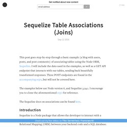 Sequelize Table Associations (Joins)