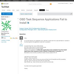 OSD Task Sequence Applications Fail to Install