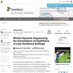 FRONT. PUBLIC HEALTH 21/08/19 Whole Genome Sequencing for Surveillance of Diphtheria in Low Incidence Settings