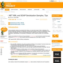 .NET XML and SOAP Serialization Samples, Tips