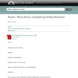 Poems: Three Series, Complete by Emily Dickinson