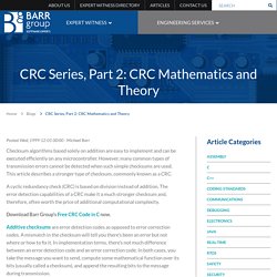 CRC Series, Part 2: CRC Mathematics and Theory