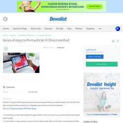 Series of steps to Print with Wi-Fi Direct method