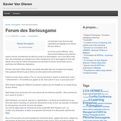 Forum des Seriousgame » Xavier Van Dieren