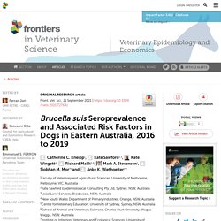 FRONT. VET. SCI. 21/09/21 Brucella suis Seroprevalence and Associated Risk Factors in Dogs in Eastern Australia, 2016 to 2019