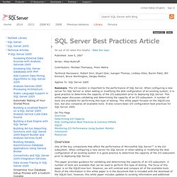 SQL Server Best Practices Article