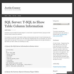 SQL Server: T-SQL to Show Table Column Information