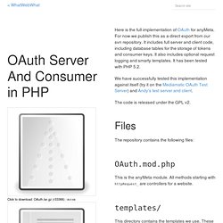 Marc Worrell/ OAuth Server And Consumer in PHP