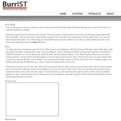 MS SQL Server to MySQL Conversion « Burr IST - Burr IST Limited