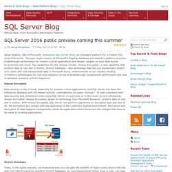 SQL Server 2016 public preview coming this summer - SQL Server Team Blog