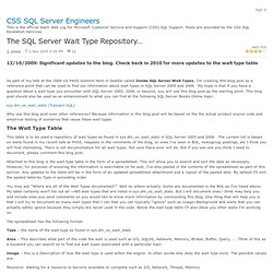 The SQL Server Wait Type Repository… - CSS SQL Server Engineers