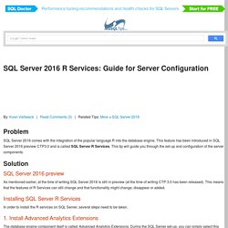 SQL Server 2016 R Services: Guide for Server Configuration