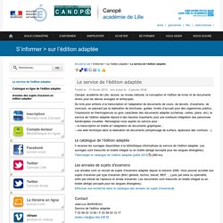 Le service de l’édition adaptée - SCÉRÉN/CRDP Nord-Pas de Calais