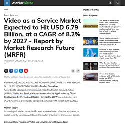 Video as a Service Market Expected to Hit USD 6.79 Billion, at a CAGR of 8.2% by 2027 - Report by Market Research Future (MRFR)