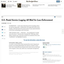 U.S. Postal Service Logging All Mail for Law Enforcement