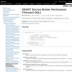 GRANT Service Broker Permissions (Transact-SQL)