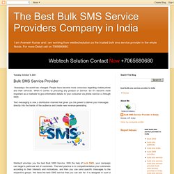 The Best Bulk SMS Service Providers Company in India : Bulk SMS Service Provider