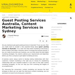 Guest Posting Services Australia, Content Marketing Services in Sydney