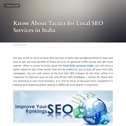 Know About Tactics for Local SEO Services in India - Dimensionangle's Site