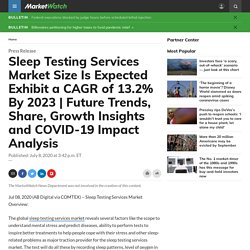 Sleep Testing Services Market Size Is Expected Exhibit a CAGR of 13.2% By 2023