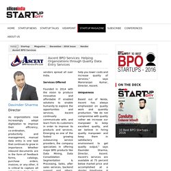 Ascent BPO Services: Helping Organizations through Quality Data Entry Services