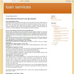 loan services: Kotak Mahindra Personal Loan @ Letzbank