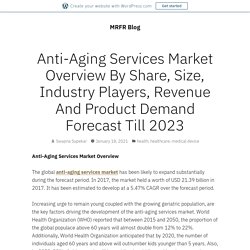 Anti-Aging Services Market Overview By Share, Size, Industry Players, Revenue And Product Demand Forecast Till 2023 – MRFR Blog