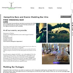 Find Wedding Bar Hire Services in Portsmouth and Hampshire