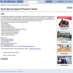 Tenant Services Hawaii & Property in Hawaii - Honolulu condos, homes, and houses for sale - backpage.com