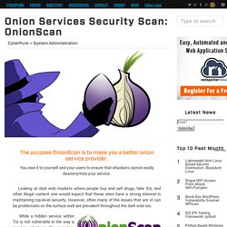 Onion Services Security Scan: OnionScan