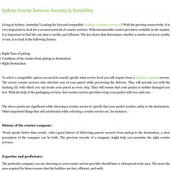 Sydney Courier Services: Security Is Sensibility