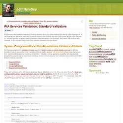 RIA Services Validation: Standard Validators