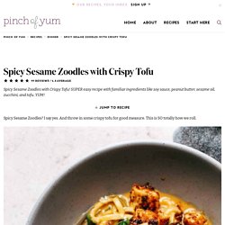 Spicy Sesame Zoodles with Crispy Tofu Recipe