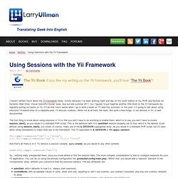 Using Sessions with the Yii Framework