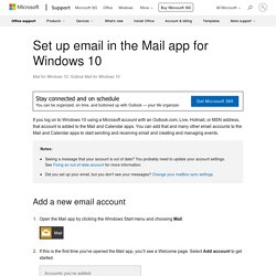 Set up email in the Mail app for Windows 10 - Outlook