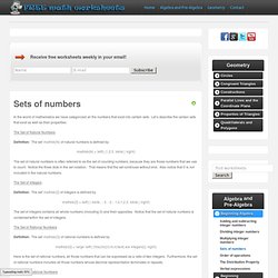 Sets of numbers Worksheets