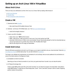 Setting up an Arch Linux VM in VirtualBox